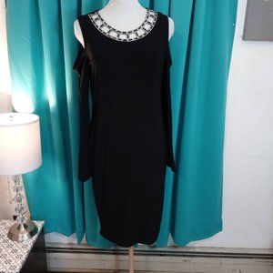 Bubble B Black Jewel Embellished, Cold Shoulder Little Black Dress